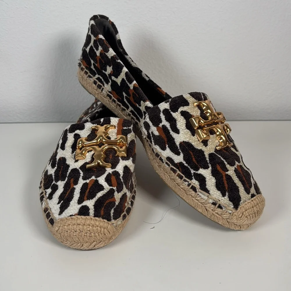 TORY BURCH ELEANOR ESPADRILLE JACQUARD VELVET REVA LEOPARD SZ 7 - Picture 2 of 7